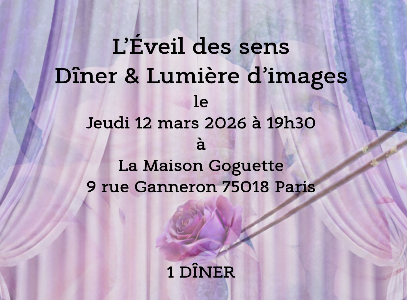 L'Éveil des sens : Dîner & Lumière d'images - Jeudi 12 mars 2026 -19h30